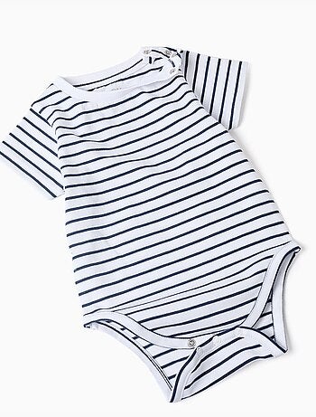 Ensemble body à rayures + barboteuse en piqué