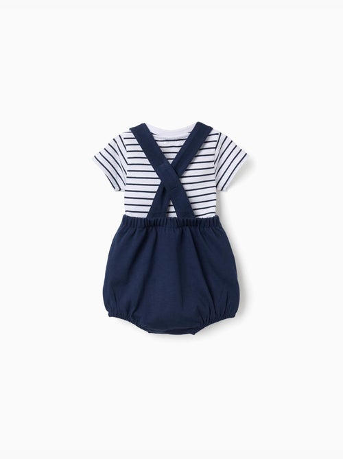 Ensemble body à rayures + barboteuse en piqué - Kiabi