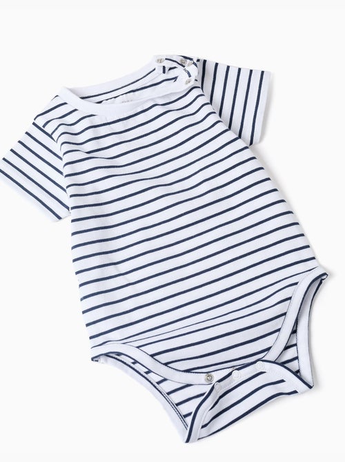 Ensemble body à rayures + barboteuse en piqué - Kiabi