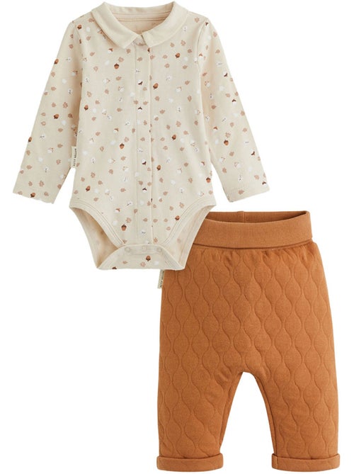 Ensemble body bébé et pantalon matelassé caramel - Kiabi Ensemble body bébé et pantalon matelassé caramel - Kiabi