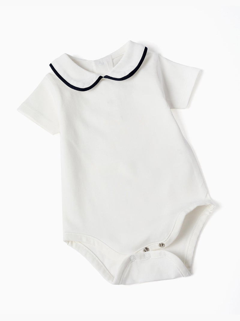 Ensemble body en coton + barboteuse Blanc - Kiabi