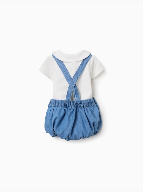 Ensemble body en coton + barboteuse en jean - Kiabi