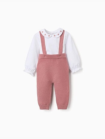 Ensemble body en coton et pantalon en maille