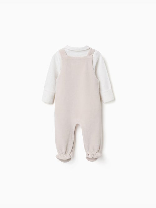Ensemble body en coton + salopette en velours - Kiabi