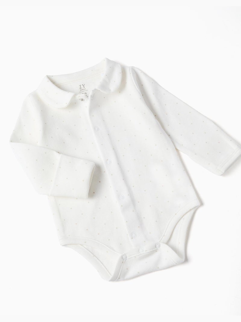 Ensemble body en coton + salopette en velours Gris clair - Kiabi