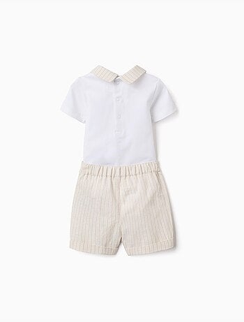 Ensemble body en coton + short à rayures