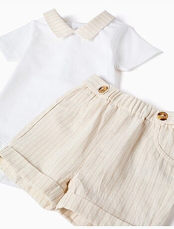 Ensemble body en coton + short à rayures