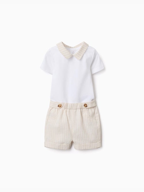 Ensemble body en coton + short à rayures - Kiabi