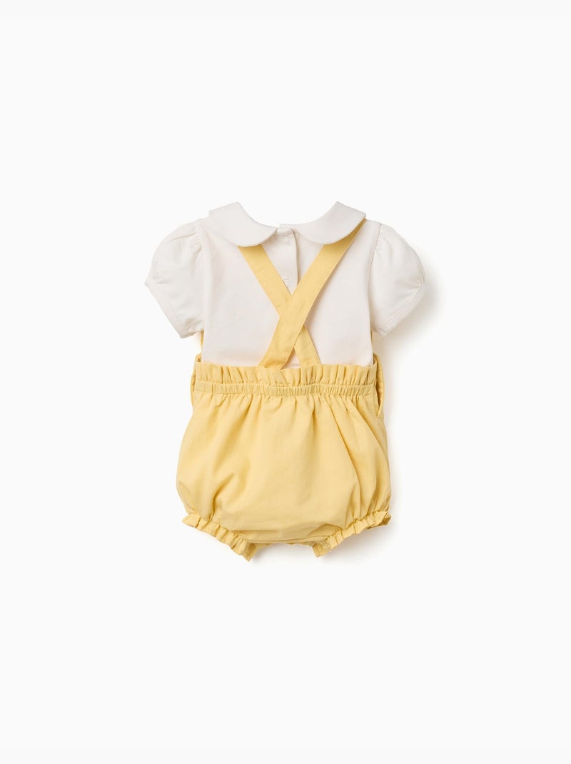 Ensemble body et barboteuse en coton B&S Jaune clair - Kiabi