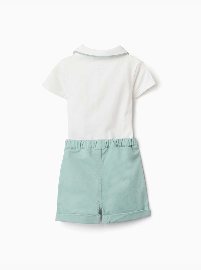Ensemble body et short en coton Vert clair - Kiabi