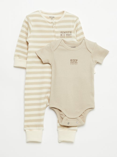 Ensemble body évolutif + dors bien en maille côtelée - Kiabi