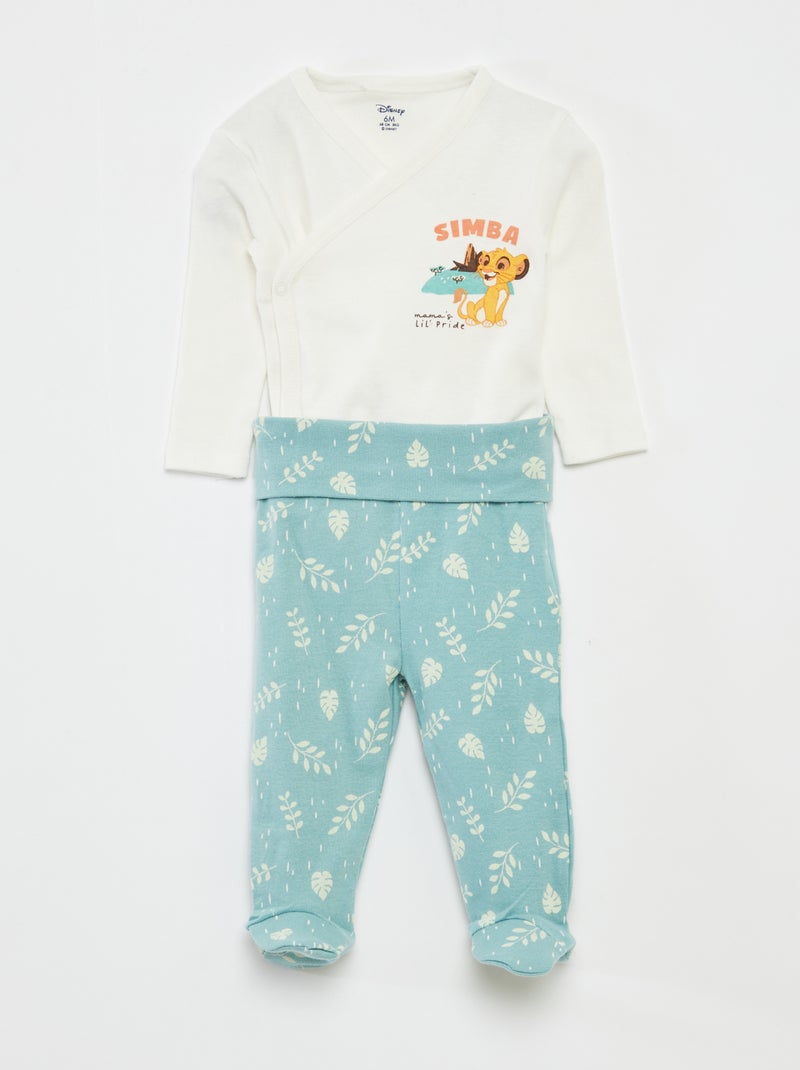 Ensemble body + legging avec pieds 'Simba' Vert - Kiabi
