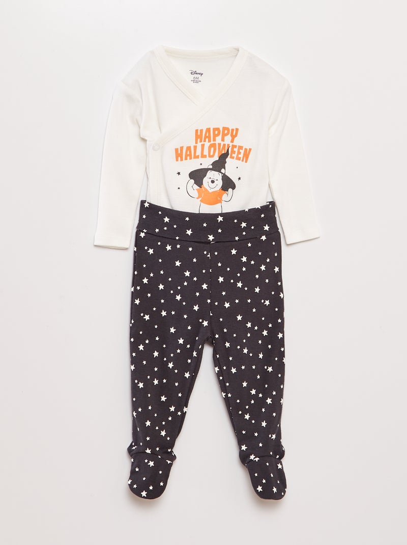 Ensemble body + legging avec pieds 'Winnie l'ourson' 'Disney' Noir/blanc - Kiabi