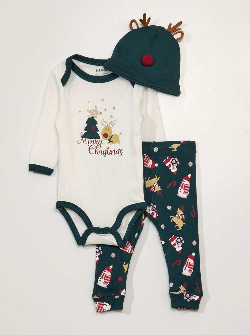 Ensemble body + legging + bonnet - 3 pièces Beige - Kiabi