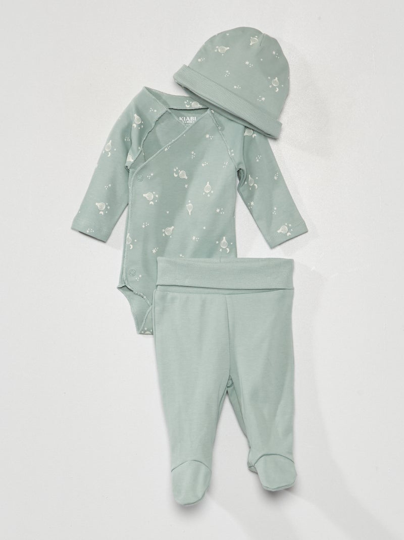Ensemble body + legging + bonnet - 3 pièces Bleu - Kiabi