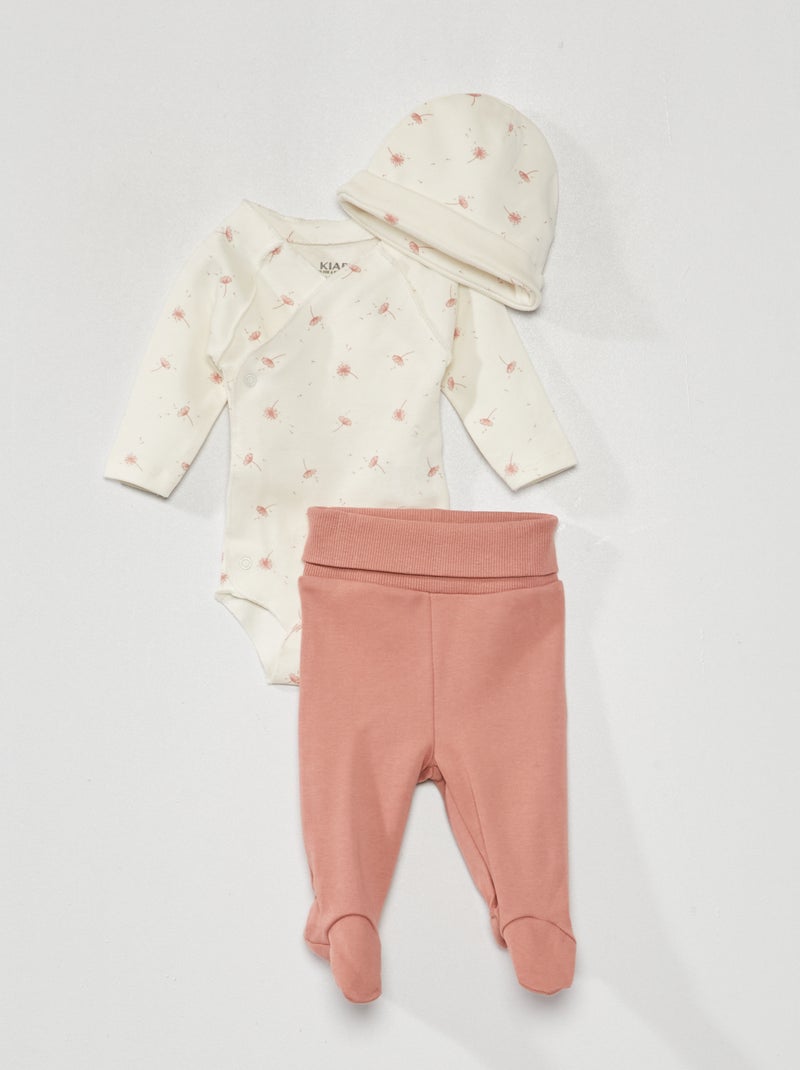 Ensemble body + legging + bonnet - 3 pièces Rose - Kiabi