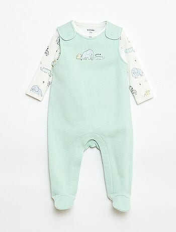 Ensemble body manches longues + salopette avec pieds
