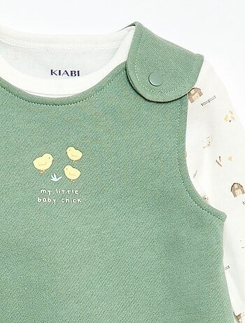 Ensemble body manches longues + salopette avec pieds