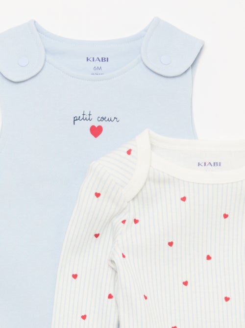 Ensemble body manches longues + salopette avec pieds - Kiabi Ensemble body manches longues + salopette avec pieds - Kiabi