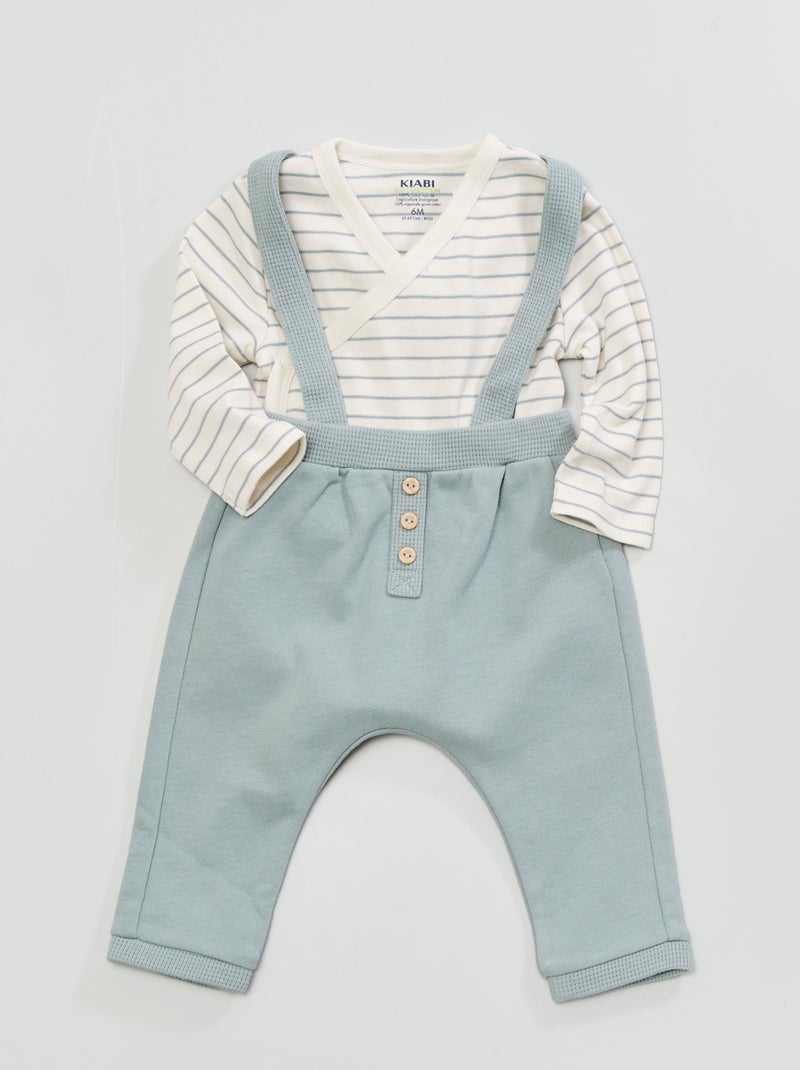 Ensemble body + pantalon - 2 pièces rayé bleu - Kiabi