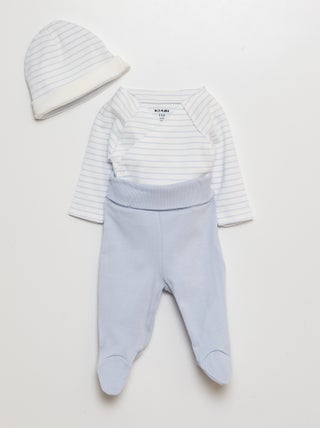 Ensemble body + pantalon avec pieds + bonnet