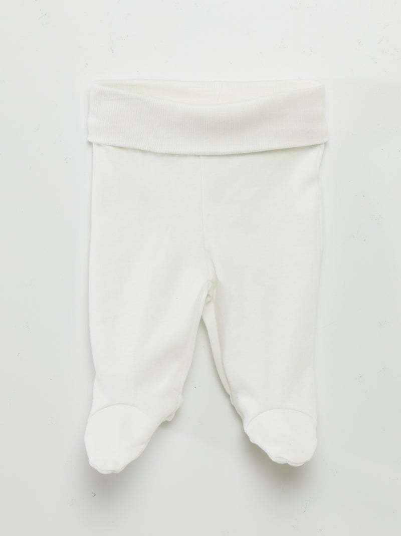 Ensemble body + pantalon avec pieds + bonnet Blanc 'feuille' - Kiabi