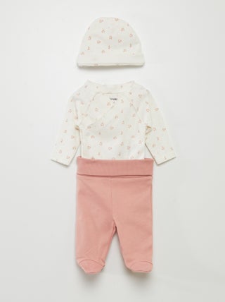 Ensemble body + pantalon avec pieds + bonnet