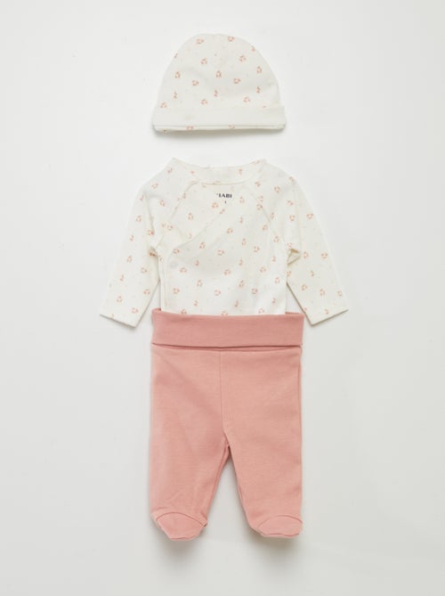 Ensemble body + pantalon avec pieds + bonnet - Kiabi