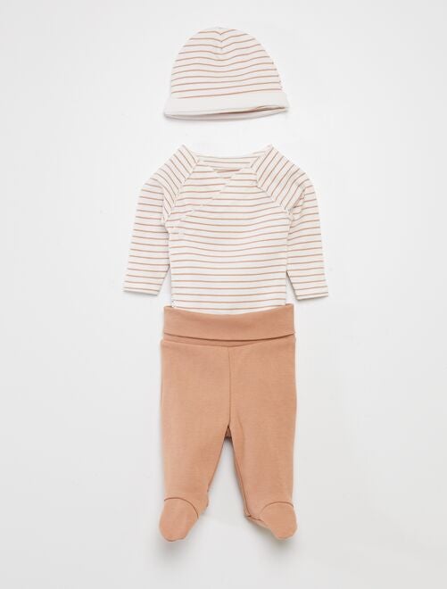 Ensemble body + pantalon avec pieds + bonnet - Kiabi