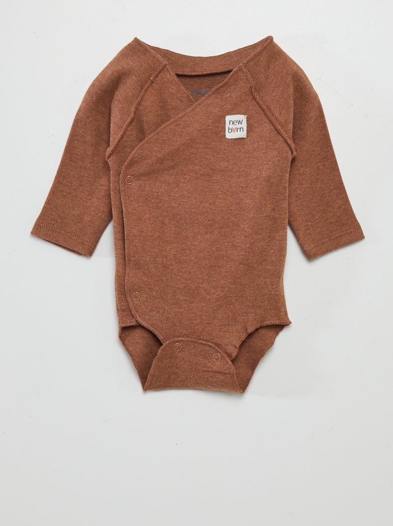 Ensemble body + pantalon avec pieds + bonnet Marron - Kiabi