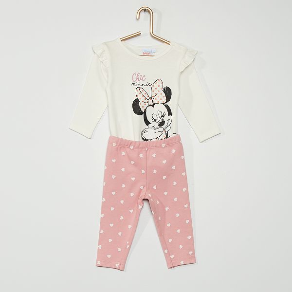 Ensemble Body Pantalon Minnie Bebe Fille Blanc Rose Kiabi 13 00