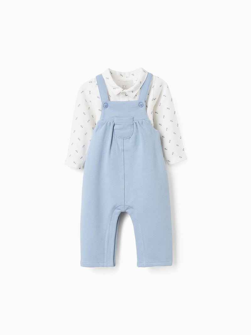 Ensemble Body-Polo + Salopette Bleu clair - Kiabi