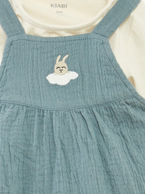 Ensemble body + salopette en gaze de coton - 2 pièces - Kiabi