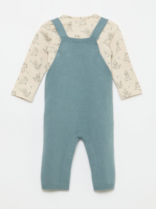 Ensemble body + salopette en maille + bonnet 'Disney' - 3 pièces - Kiabi