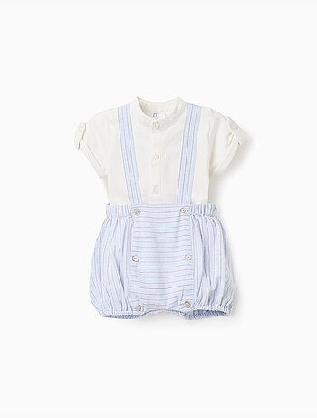 Ensemble body + short à rayures en coton