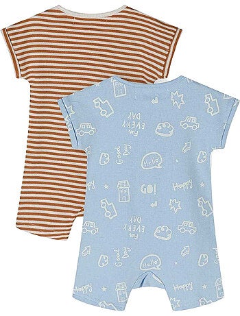 Ensemble bodys manches courtes motif/style rayé - minoti