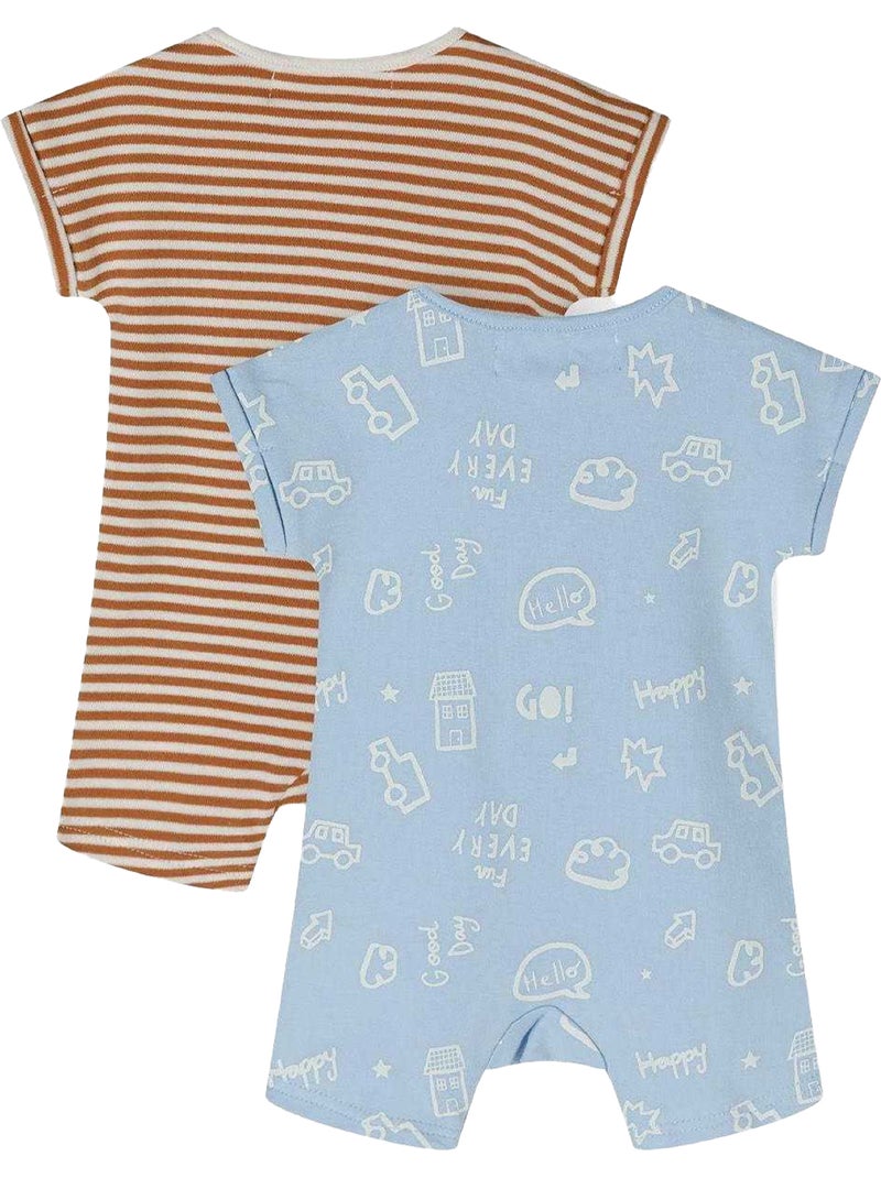 Ensemble bodys manches courtes motif/style rayé - minoti Bleu - Kiabi
