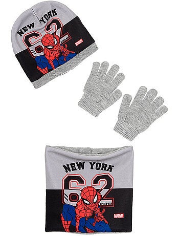 Ensemble bonnet, col & gants garçon spiderman - licence officielle