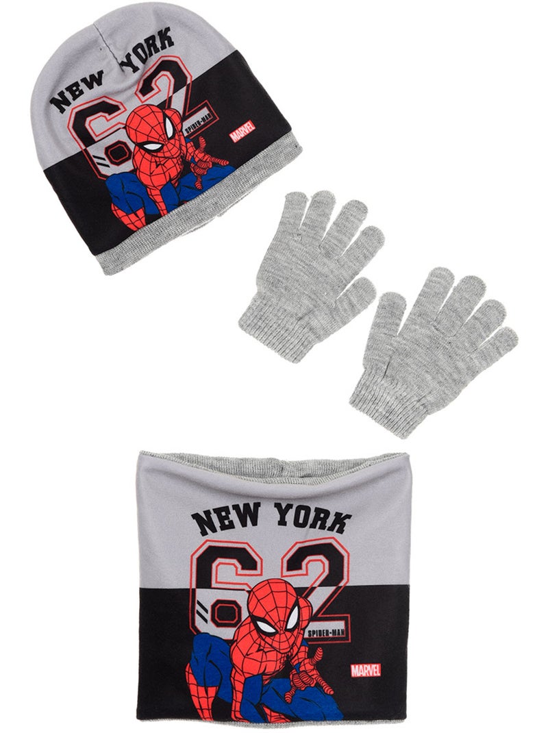 Ensemble bonnet, col & gants   garçon spiderman - licence officielle Gris - Kiabi