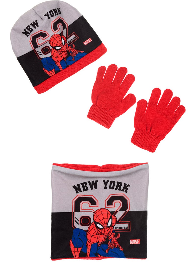 Ensemble bonnet, col & gants   garçon spiderman - licence officielle Rouge - Kiabi