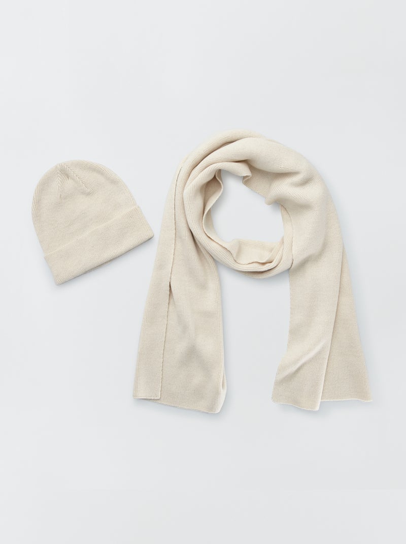 Ensemble bonnet + écharpe - 2 pièces beige - Kiabi