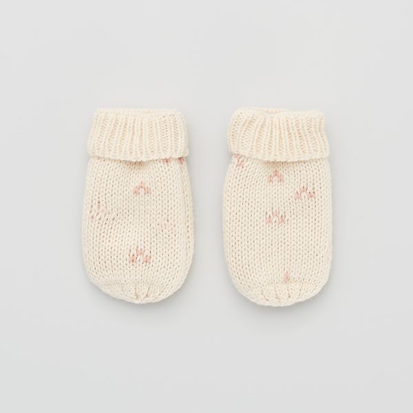 Ensemble Bonnet Echarpe Et Moufles Bebe Fille Ecru Rose Kiabi 12 00