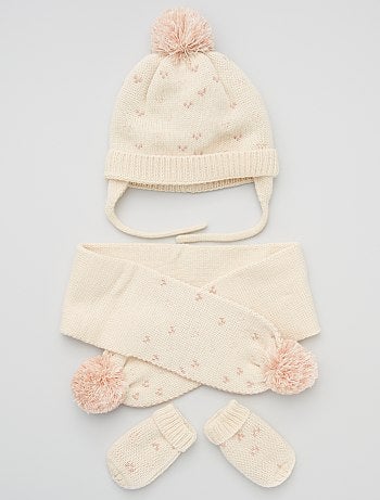 Bonnet Echarpe Gants Vetements Bebe Blanc Kiabi