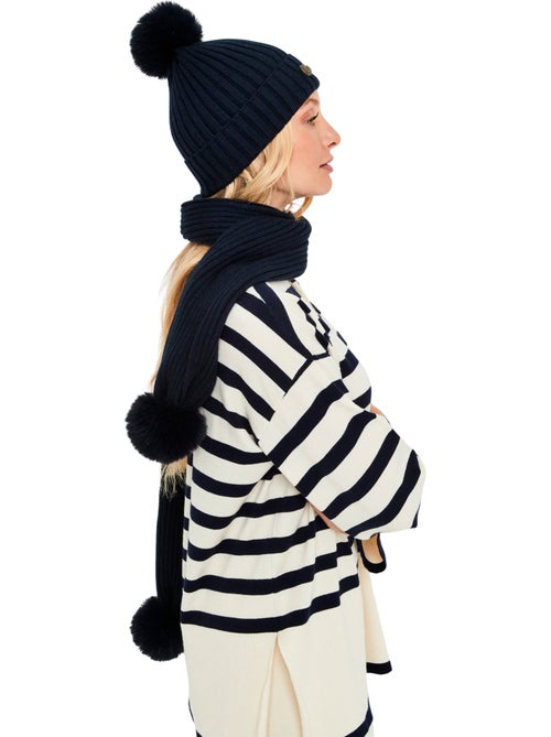 Ensemble bonnet et écharpe à pompons pc2 - Kiabi Ensemble bonnet et écharpe à pompons pc2 - Kiabi