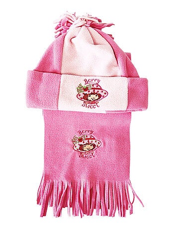 Ensemble bonnet et écharpe Charlotte aux fraises
