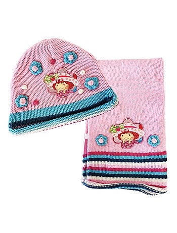Ensemble bonnet et écharpe Charlotte aux fraises