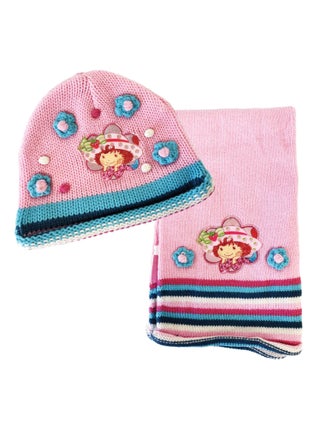 Ensemble bonnet et écharpe Charlotte aux fraises