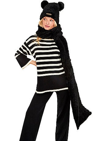 Ensemble bonnet et écharpe polaires à pompons pc2