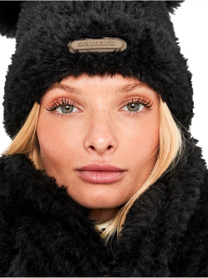 Ensemble bonnet et écharpe polaires à pompons pc2 Noir - Kiabi
