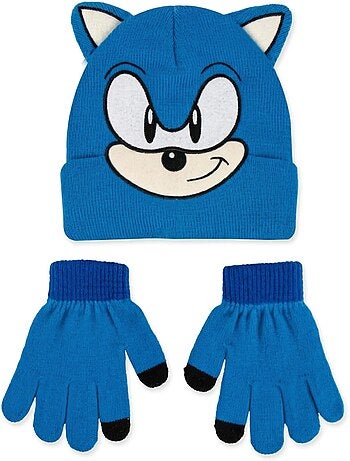 Ensemble bonnet et gants acrylique sonic sega